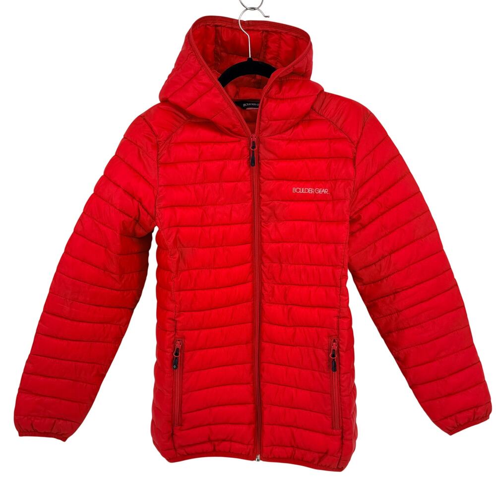 Boulder Gear Red Hooded Quilted Puffer Jacket Sz XL Style 8988R Full Zip